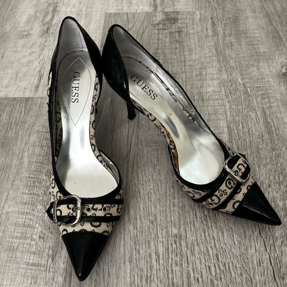 Guess Monogram Pumps sz 6  black cream - Picture 3 of 8